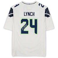 Maillot Nike blanc dédicacé par Marshawn Lynch des Seattle Seahawks