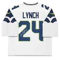 Maillot Nike blanc dédicacé par Marshawn Lynch des Seattle Seahawks