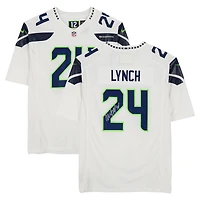 Maillot Nike blanc dédicacé par Marshawn Lynch des Seattle Seahawks