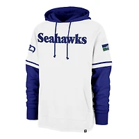Men's '47  White Seattle Seahawks Throwback Shortstop Pullover Hoodie
