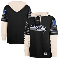 Men's '47  Black Seattle Seahawks Split Zone Cornerback Duo Lacer Hoodie
