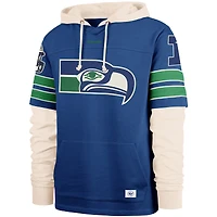 Men's '47  Blue Seattle Seahawks Throwback Split Zone Cornerback Duo Hoodie