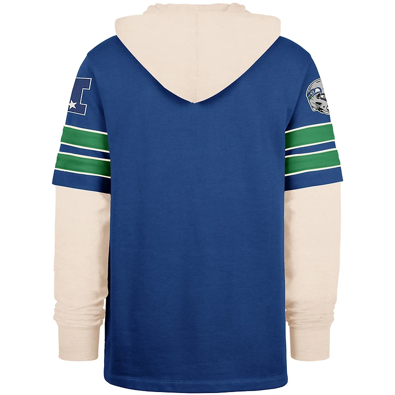 Men's '47  Blue Seattle Seahawks Throwback Split Zone Cornerback Duo Hoodie