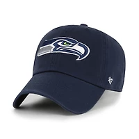 Casquette ajustable Seattle Seahawks « Clean Up » bleu marine universitaire pour homme, modèle 47