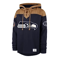 Sweat à capuche lacets Seattle Seahawks Golden Age Wingback bleu marine universitaire pour homme, modèle 47.