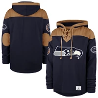 Men's '47  College Navy Seattle Seahawks Golden Age Wingback Lacer Hoodie