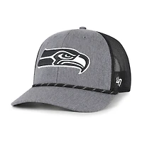 Men's '47 Heather Charcoal Seattle Seahawks Carbon Rope Trucker Adjustable Hat