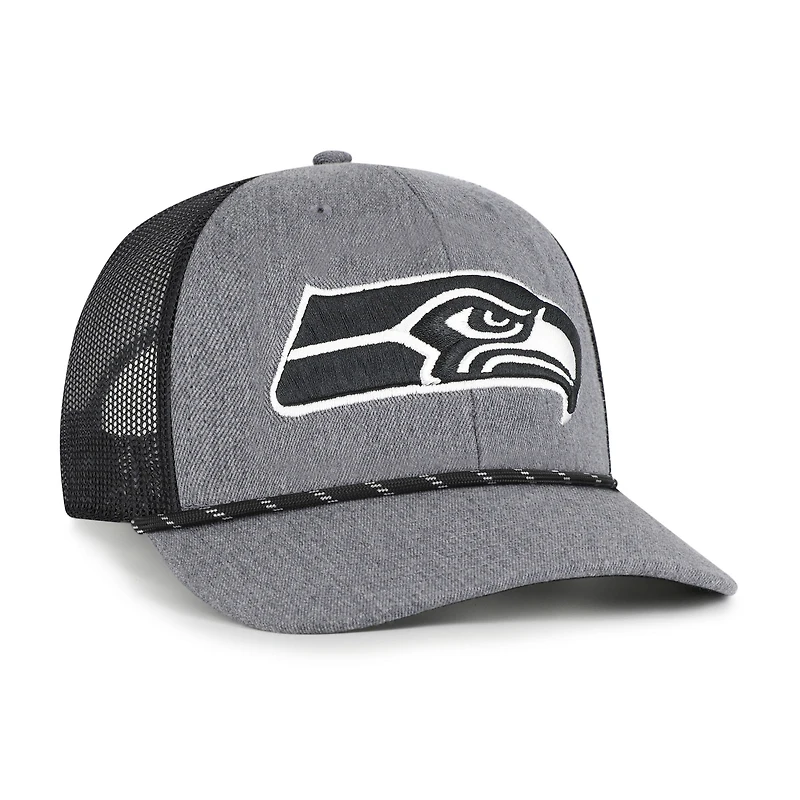Men's '47 Heather Charcoal Seattle Seahawks Carbon Rope Trucker Adjustable Hat