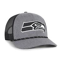 Men's '47 Heather Charcoal Seattle Seahawks Carbon Rope Trucker Adjustable Hat