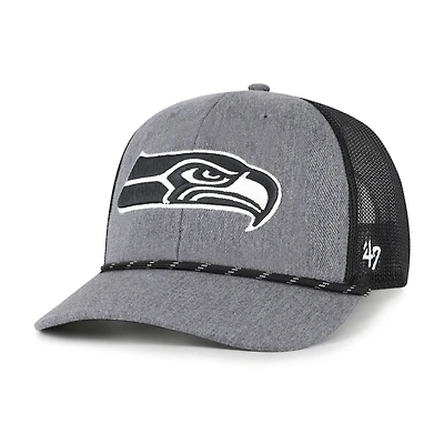 Men's '47 Heather Charcoal Seattle Seahawks Carbon Rope Trucker Adjustable Hat
