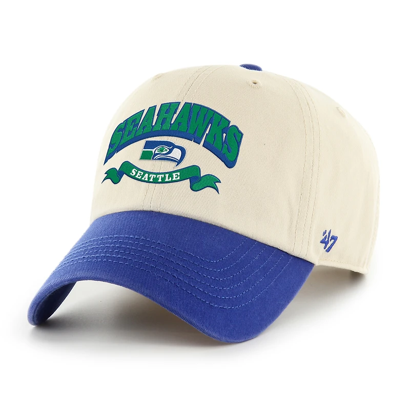 Men's '47 Natural/Royal Seattle Seahawks Two-Tone Clean Up Adjustable Hat