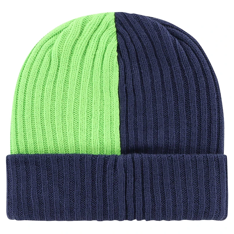 Bonnet en tricot à revers Fracture des Seattle Seahawks '47 bleu marine pour hommes