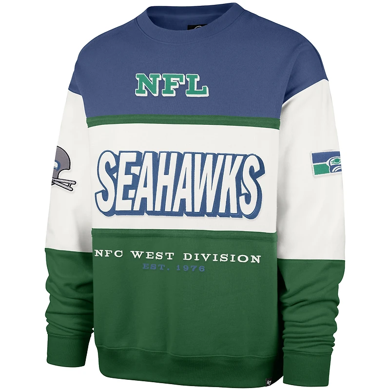 Men's '47 Royal/Green Seattle Seahawks Throwback Breeze Maximalist Sweatshirt