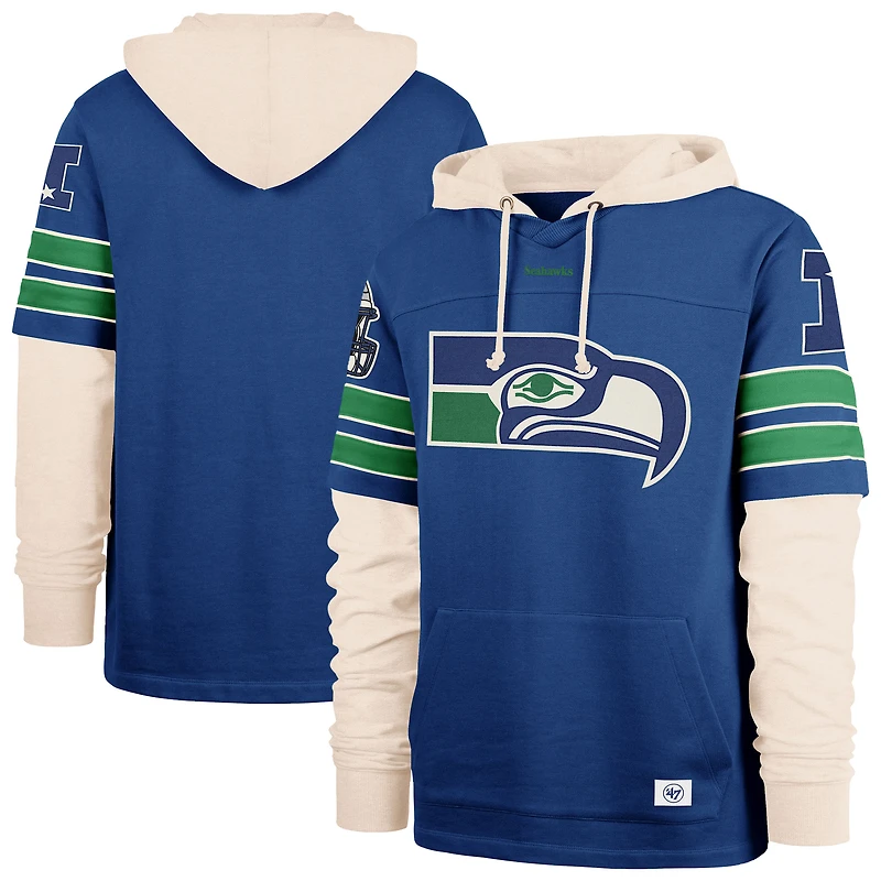 Men's '47 Royal Seattle Seahawks Big & Tall Split Zone Cornerback Hoodie