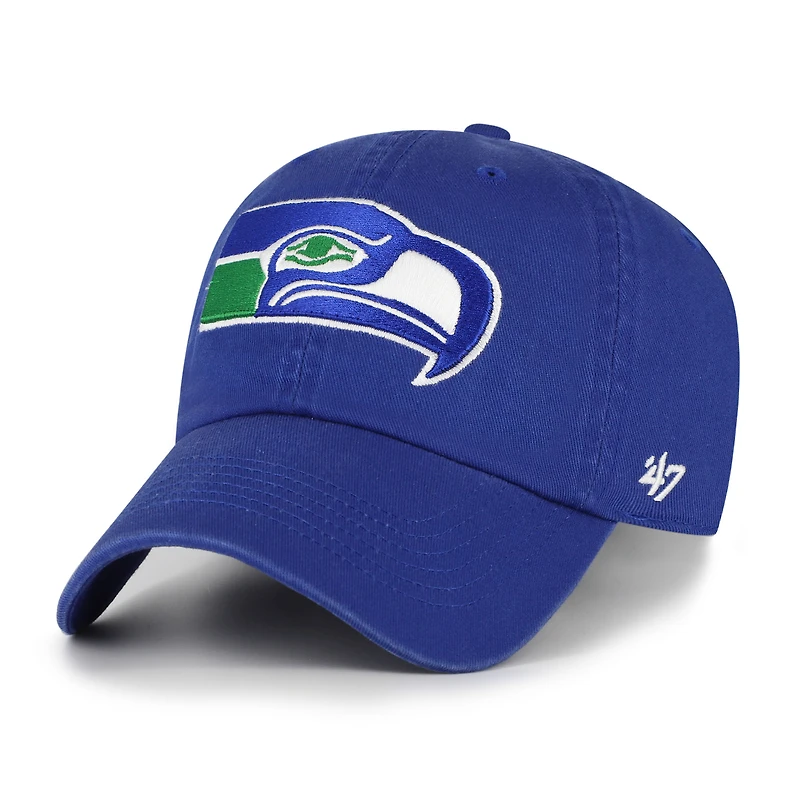 Men's '47 Royal Seattle Seahawks Clean Up Throwback Adjustable Hat