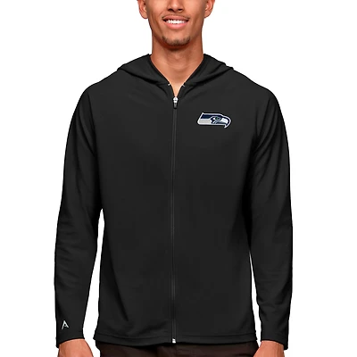 Sweat à capuche entièrement zippé Antigua Black Seattle Seahawks Logo Legacy pour homme