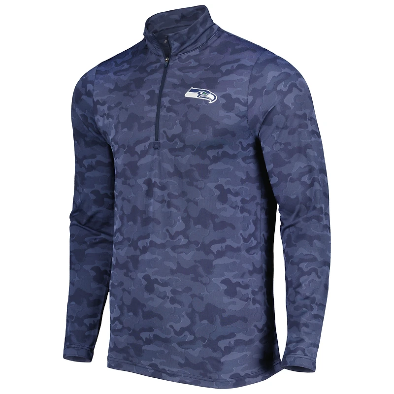 Sweat-shirt à fermeture éclair quart de tour pour homme, bleu marine, des Seattle Seahawks Brigade, Antigua College