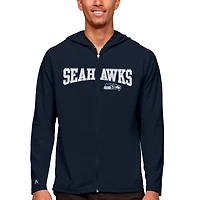 Sweat à capuche entièrement zippé bleu marine des Seattle Seahawks Legacy pour homme d'Antigua College