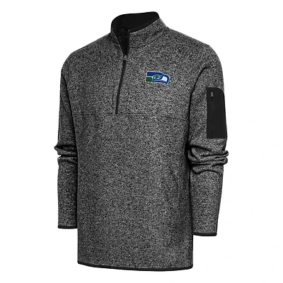 Veste à enfiler quart de zip Antigua Heather Black pour homme des Seattle Seahawks