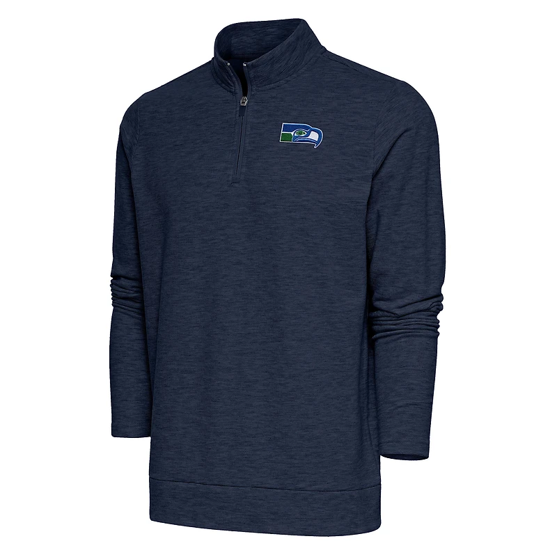 Pull-over à fermeture éclair quart de tour Gambit rétro pour homme, bleu marine chiné, logo l'équipe des Seattle Seahawks