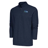 Pull-over à fermeture éclair quart de tour Gambit rétro pour homme, bleu marine chiné, logo l'équipe des Seattle Seahawks