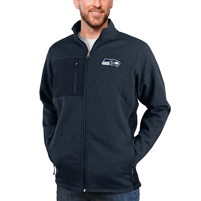 Veste zippée intégrale Antigua bleu marine chiné pour homme des Seattle Seahawks