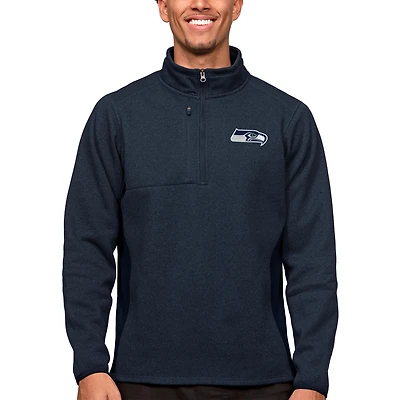 Pull-over à fermeture éclair quart de tour Antigua bleu marine chiné pour homme des Seattle Seahawks