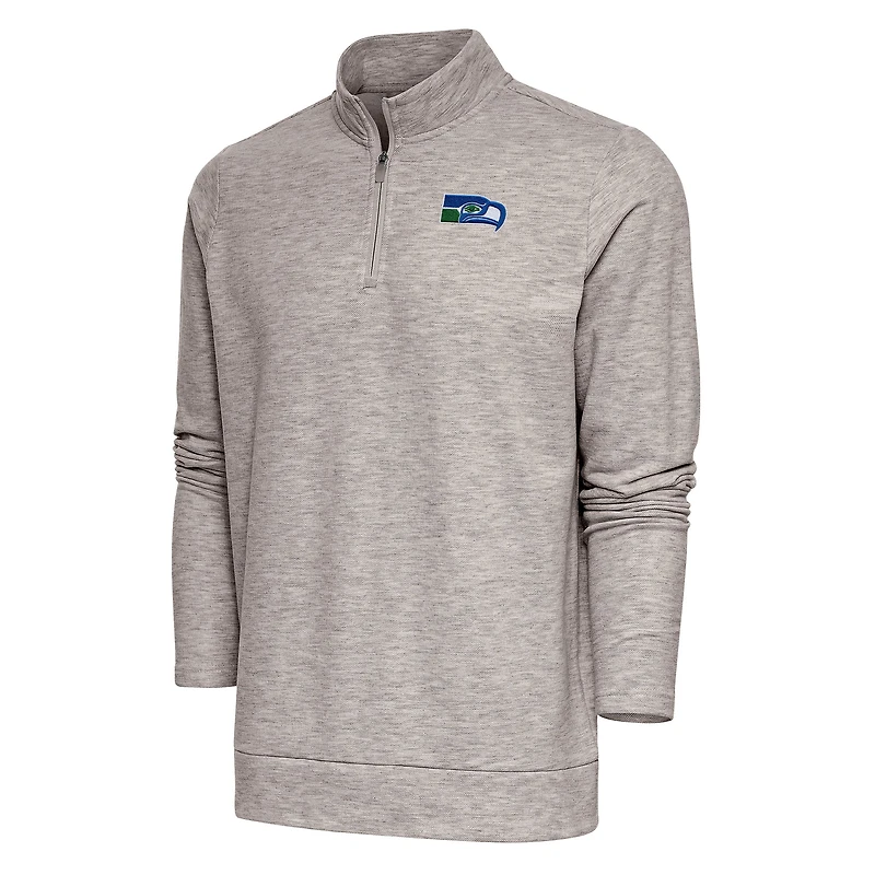 Pull-over à fermeture éclair quart de tour Gambit rétro pour homme avec logo l'équipe des Seattle Seahawks d'Antigua Oatmeal