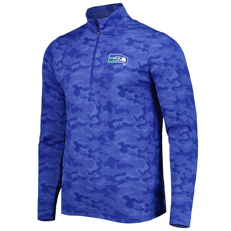 Haut à fermeture éclair quart de tour rétro Antigua Royal Seattle Seahawks Brigade pour homme