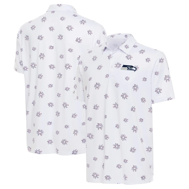 Polo antigua blanc Seattle Seahawks Fireworks pour hommes