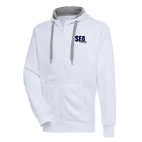 Men's Antigua  White Seattle Seahawks Victory Full-Zip Hoodie