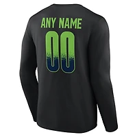 Men's Black Seattle Seahawks Home Field Pop Personalized Name & Number Long Sleeve T-Shirt