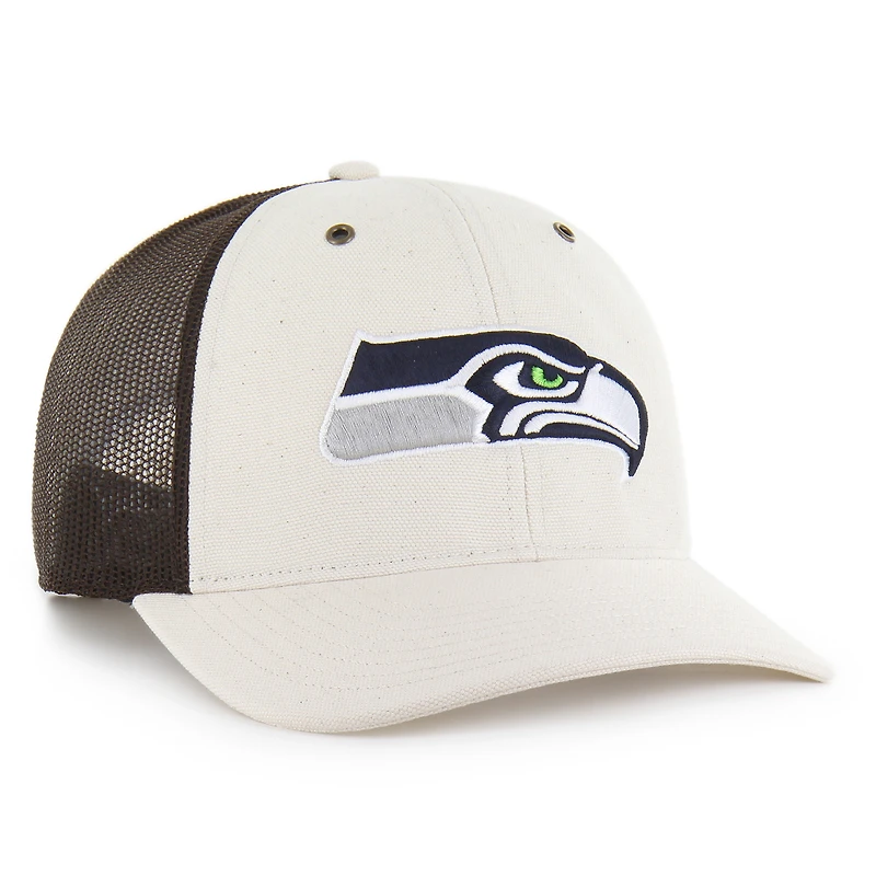 Men's Carhartt x '47 Natural/Brown Seattle Seahawks Undyed Trucker Adjustable Hat