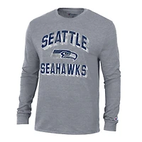 T-shirt à manches longues Champion pour homme, couleur anthracite, Seattle Seahawks Ultimate Tri-Blend
