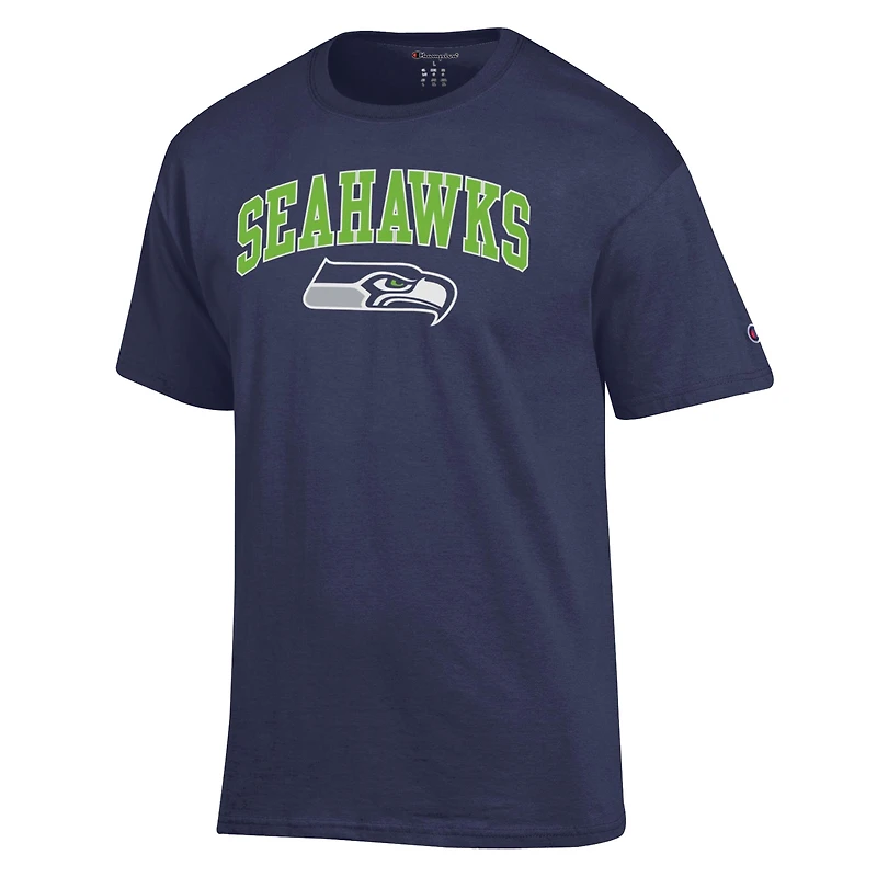 T-shirt Champion College Navy Seattle Seahawks avec logo en arc de cercle pour homme
