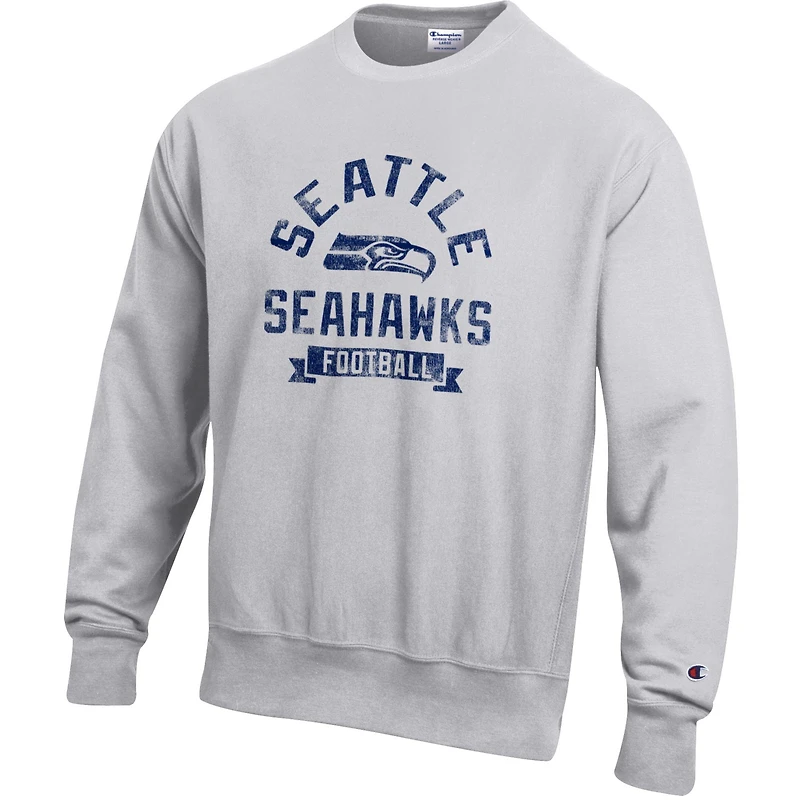 Men's Champion  Heather Gray Seattle Seahawks Reverse Weave Fleece Pullover Sweatshirt