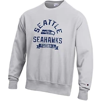 Men's Champion  Heather Gray Seattle Seahawks Reverse Weave Fleece Pullover Sweatshirt
