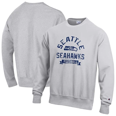 Sweat-shirt en molleton à tissage inversé Champion pour homme, gris chiné, des Seattle Seahawks