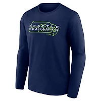 T-shirt à manches longues bleu marine universitaire pour homme des Seattle Seahawks « Advance To Victory »