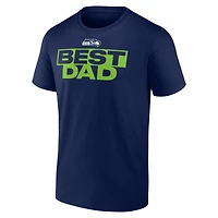 Men's College Navy Seattle Seahawks Best Dad Father's Day T-Shirt
