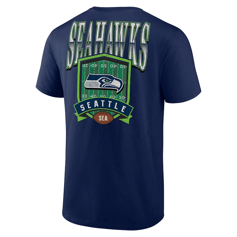 T-shirt universitaire bleu marine pour homme, coupe complète, Seattle Seahawks