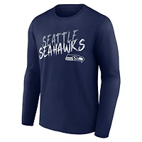 Men's College Navy Seattle Seahawks Hustle Personalized Name & Number Long Sleeve T-Shirt