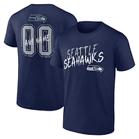 T-shirt personnalisé avec nom et numéro Seattle Seahawks Hustle, bleu marine, pour homme