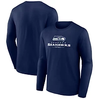 Men's  College Navy Seattle Seahawks Team Lockup Long Sleeve T-Shirt