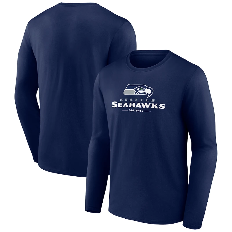 Men's College Navy Seattle Seahawks Team Lockup Long Sleeve T-Shirt