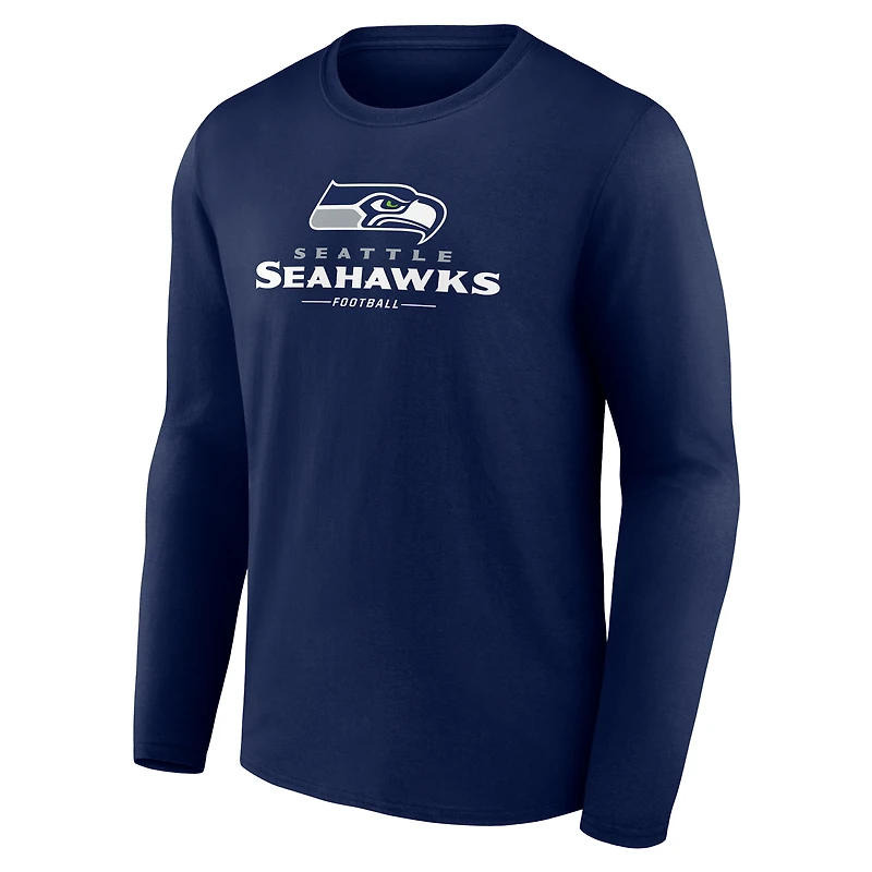 Men's  College Navy Seattle Seahawks Team Lockup Long Sleeve T-Shirt