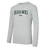 Men's Concepts Sport College Navy/Heather Gray Seattle Seahawks Regulate Long Sleeve T-Shirt and Plaid Pant Set