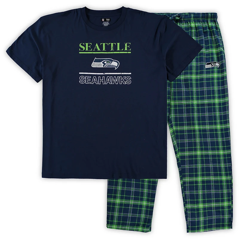 Ensemble de pyjama t-shirt et pantalon pour hommes Concepts Sport College Navy Seattle Seahawks Tailles Big & Tall Lodge
