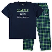 Ensemble de pyjama t-shirt et pantalon pour hommes Concepts Sport College Navy Seattle Seahawks Tailles Big & Tall Lodge