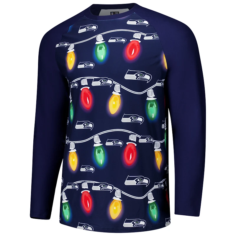 Ensemble haut à manches longues et pantalon raglan en tricot Garland pour homme Concepts Sport College Navy des Seattle Seahawks